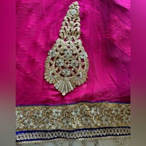 Pink and Green Saree with Blouse